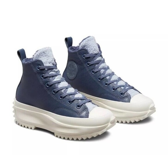 Converse Run Star Hike Hi Steel Concord Blue Leather Platform Women's Size 7.5 - Picture 1 of 10